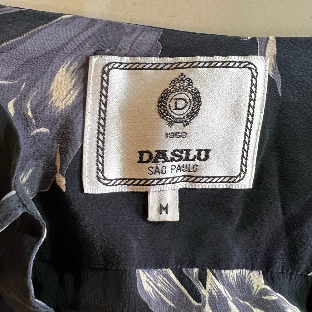 DASLU SAO PAOLO BLOUSE 100*% SILK black floral long sleeve LIGHTWEIGHT top Ss M - Picture 14 of 16